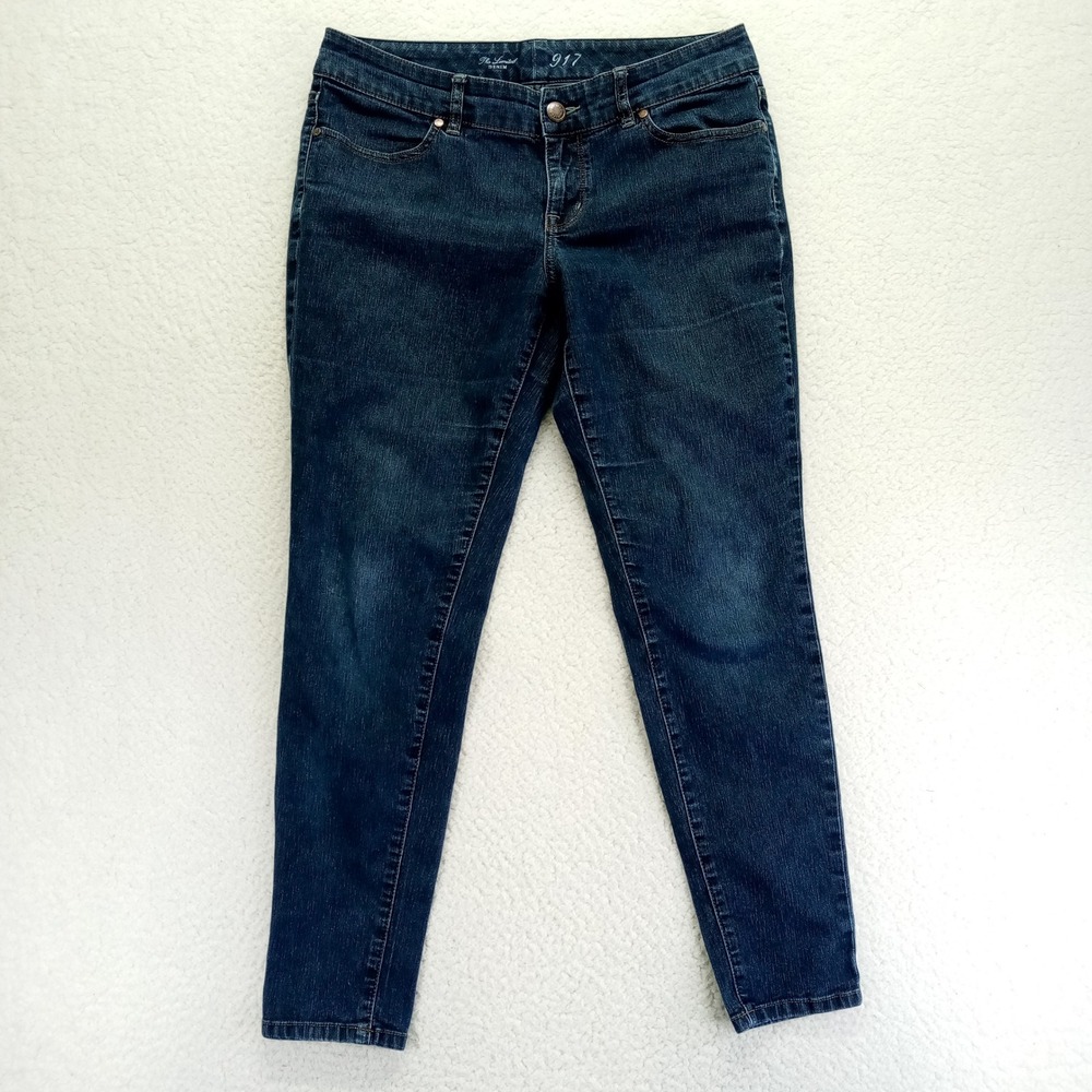 The Limited 917 Denim Women Dark Wash Skinny Jeans Size 12 Mid Rise Stretch Blue